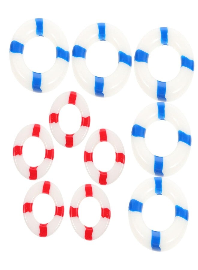 SUPVOX 10Pcs Miniature Life Preserver Float Charms Resin Nautical Decor Swim Ring Buoy for Dollhouse Micro Landscape Beach Theme Party Decoration - Image 1